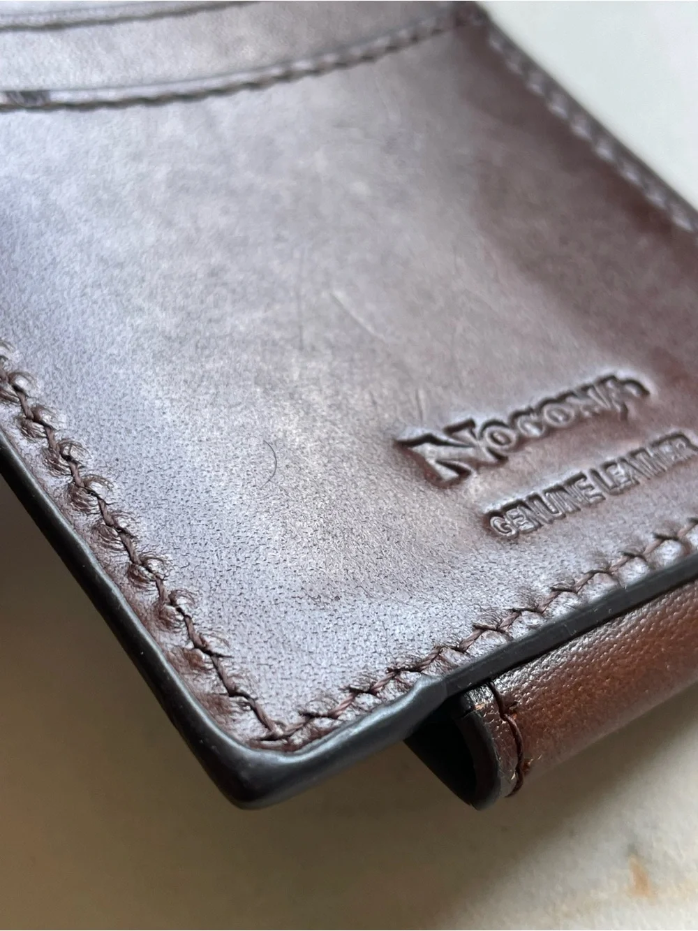 Nocona Men’s Red and Brown Floral Tooled Leather Magnetic Money Clip Wallet
